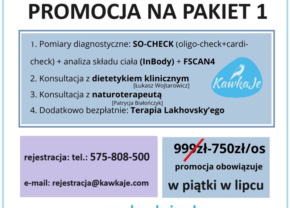 PROMOCJA na Pakiet nr 1 w PIĄTKI do końca LIPCA w cenie 750 zł